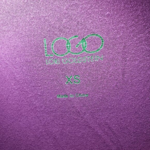 LOGO by Lori Goldstein plum chiffon tunic sheer sleeves V-neck Purple Blouse - Picture 4 of 5